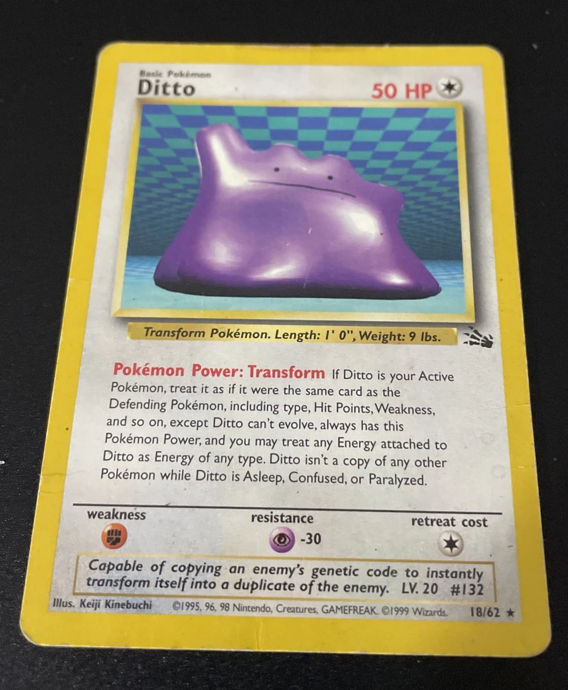 Pokémon TCG Ditto Card 18/62 Fossil Regular Non-Holo Rare, LP Condition