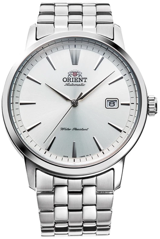 Orient Watch Automatic Watch Men's An Elegant White Watch with a Silver Strap