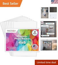 Magnetic Pocket Picture Frame, White, Holds 4 x 6 Inches Photos, 10, Made in ...