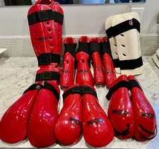 Macho / Honda Sparring Gear Bundle 2 XL Kicks, 2 Shin Guards & 3 Gloves L/XL