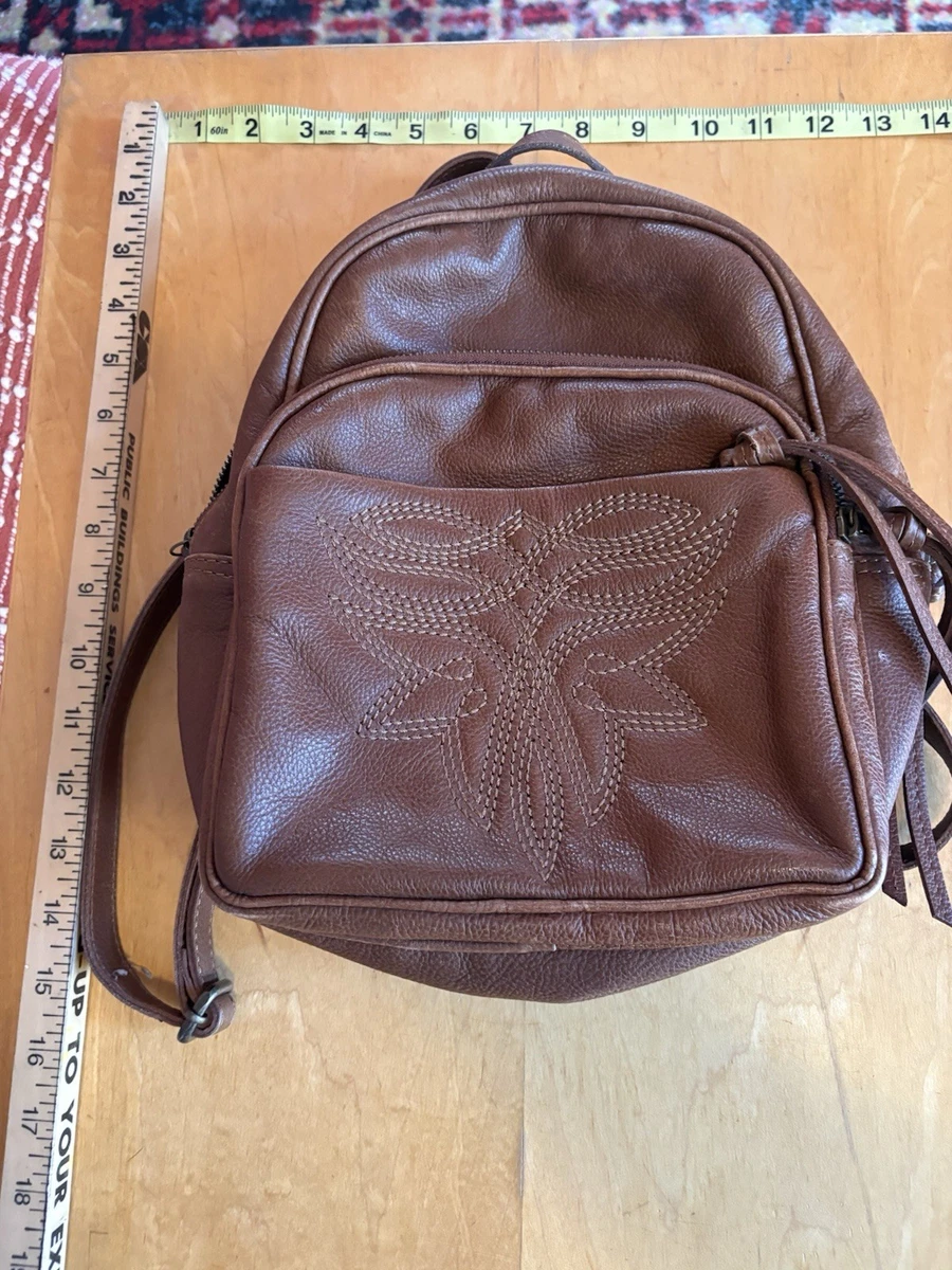 FRYE Brown Leather Backpack Rucksack Drawstring Flap Travel Shoulder Bag Medium Frye Backpacks for Women for sale - eBay main image 4