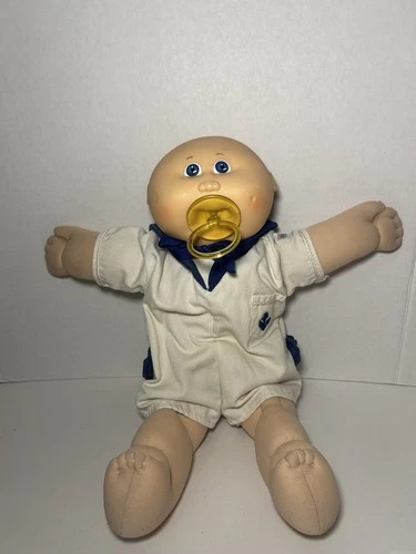 Vintage Cabbage Patch Kids Doll Bald Boy Baby With Pacifier, Sailor Outfit,
