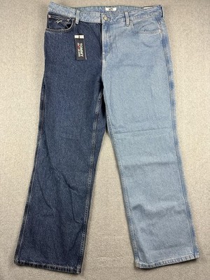 Tommy Hilfiger Jeans Womens 18 Blue Betsy Loose Two Tone Straight Denim NWT