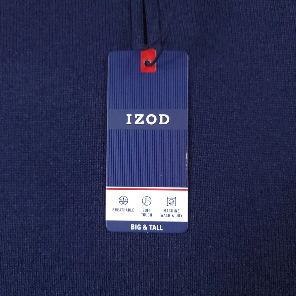 NWT IZOD Men's Advantage Big & Tall 3XL Quarter-Zip Fleece Sweater Navy Blue - Image 3 of 4