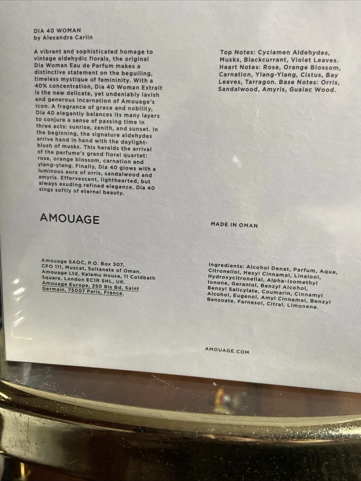 Amouage Dia 40 woman Extrait de Parfum 100 мл, 3,4 унц новый - Изображение 2 из 2