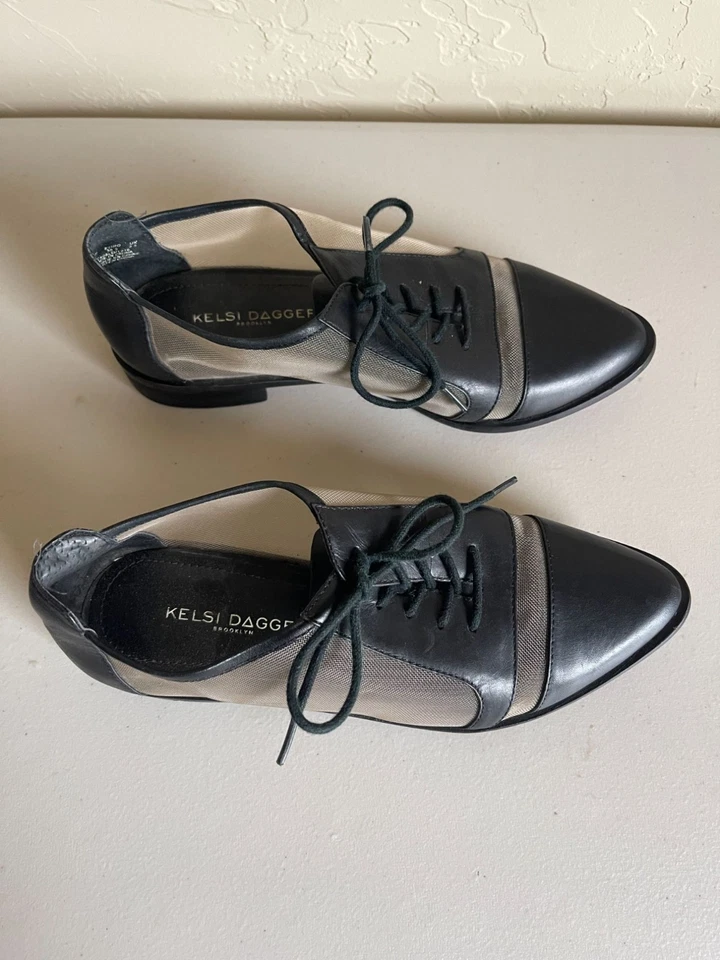 Oxford de malla Kelsi Dagger Brooklyn Astoria cuero negro talla 6 con cordones Foto 2 de 4