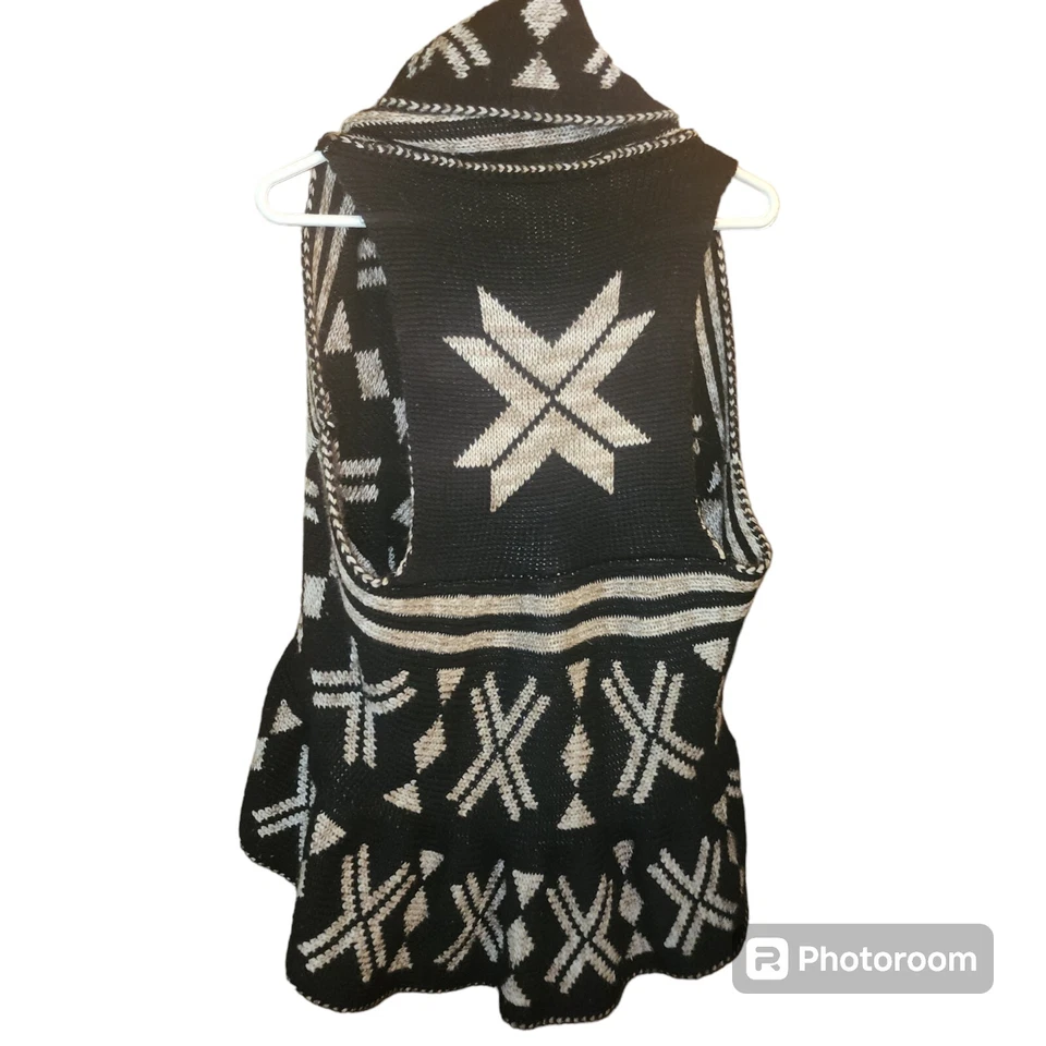 John Paul Richard Aztec Sleeveless Reversible Cardigan Sweater Rounded Size S - Image 2 of 4