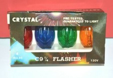 4-PK C9 MULTI TWINKLE Light Bulb BLINKING Flasher 7W Christmas NEW 1640-00-4