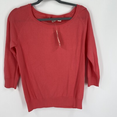 Pria Women s Round Neck 3/5 Sleeve Pink Sweater 100% Cotton size M