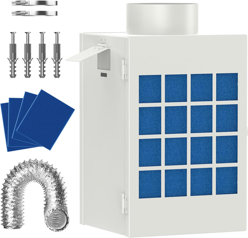 Indoor Dryer Vent Kit W/ Safety Flap & Filter for Electric Dryer Hose