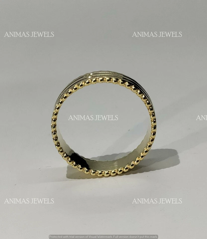 925 Sterling Silver Men's Engagement Wedding Ring Band 14k Yellow Gold Plated - Image 4 of 4