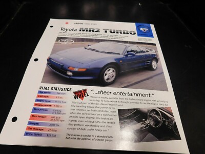トヨタ　MR2 カタログ 1990-1995 Toyota MR2 Turbo Spec Sheet Brochure Photo Poster 91 92