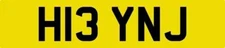 NJ INITIALS NUMBER PLATE HEY HI CHERISHED CAR REG H13 YNJ NO ADDED FEES TO PAY