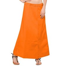 Women's Saree Cotton Readymade Free Size Underskirt Petticoat Orange Color