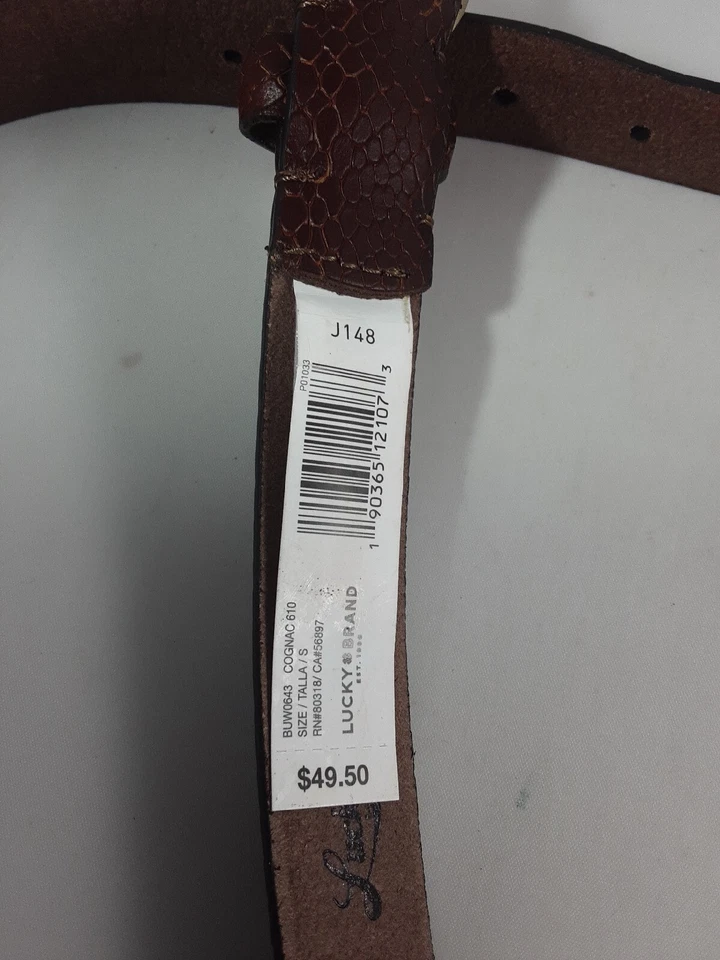 Cinturón LUCKY BRAND para mujer Brn Lthr 1" texturizado 3 secciones talla pequeña nuevo con etiquetas Foto 3 de 4