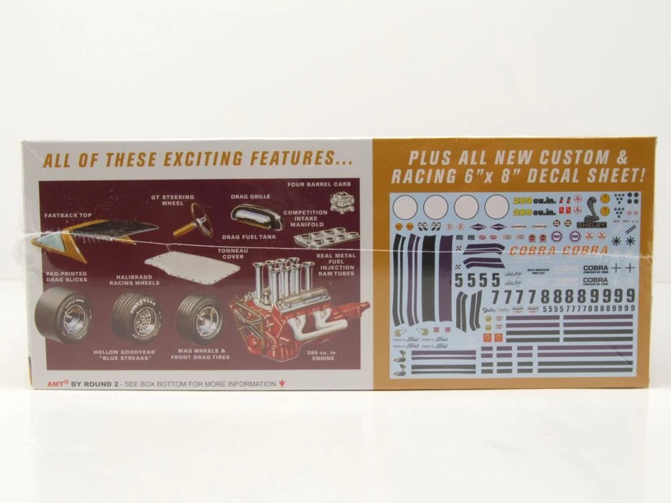 Shelby Cobra 289 1963 Modellino Auto Kit Costruzione Plastica 1:25 AMT - Immagine 3 di 4