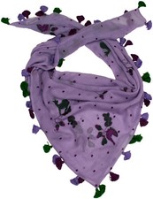 Traditional scarf lilac purple green dirndl wool scarf embroidery tassels tassels