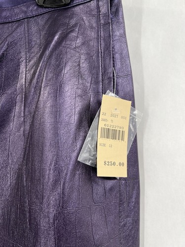 Pelle Studio Wilsons Leather Y2K Purple Bootcut Croc Embossed Leather Pants 12 - Picture 4 of 6