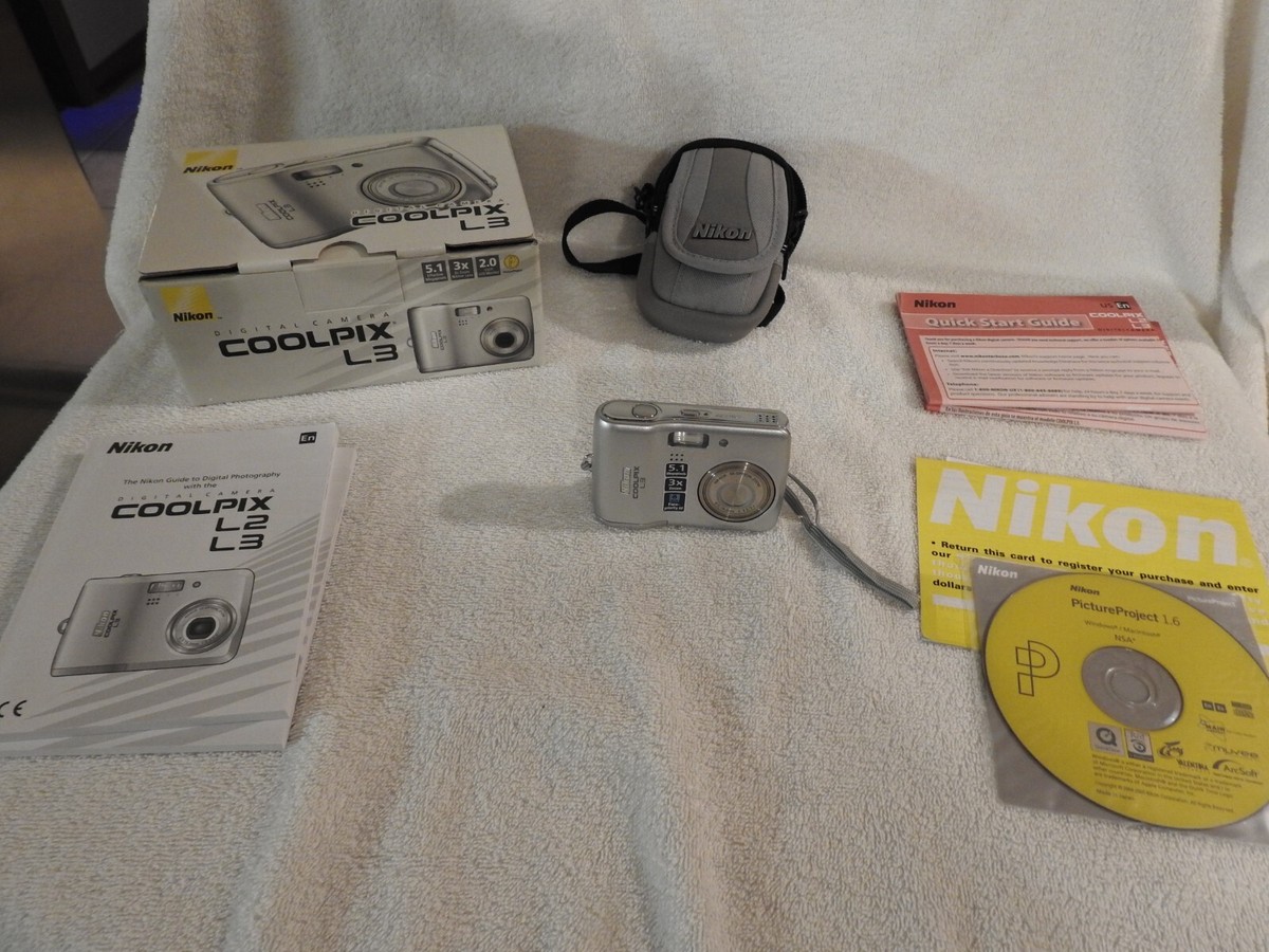 Nikon COOLPIX L3 5.1MP Digital Camera BOX ALL ACCESSORIES