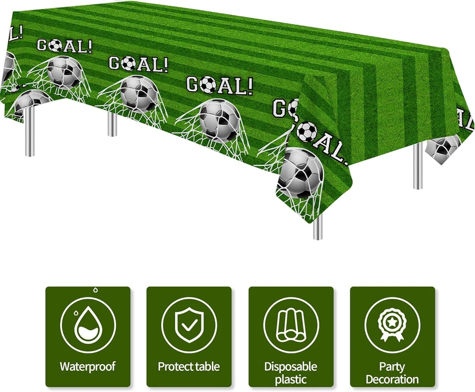Mantel de Fiesta de Fútbol Decoraciones para Cumpleaños Baby Shower Día del Juego, 3 piezas Disp Foto 2 de 4