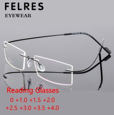 Metal Blue Light Blocking Reading Glasses For Men Rimless Presbyopic Glasses New