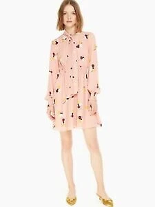 Abito misto Kate Spade New York Dusk Buds stampa US L UK 16 RRP £ 350