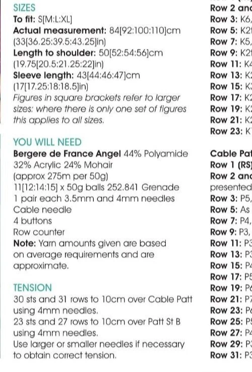 Knitting Pattern copy Ladies Designer mohair 4ply cable  cardigan 33-43"  844F - Image 3 of 4