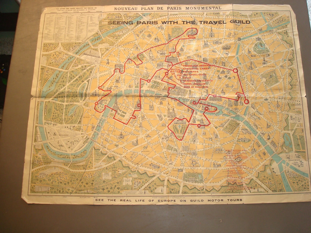Paris France 1930-1939 Date Range Antique Europe Maps & Atlases