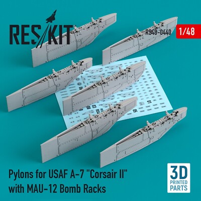 Pylons USAF A-7 Corsair II MAU-12 Bomb Racks 1/48 3D ResKit RS48-0440