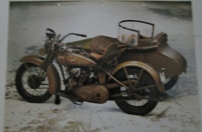 1927 Harley Davidson JD with sidecar motorcycle print (brown) | eBay