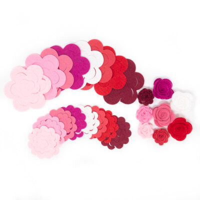 32 Wool Blend Felt 3D Roses Die Cut Applique Flowers - Roses Are Red