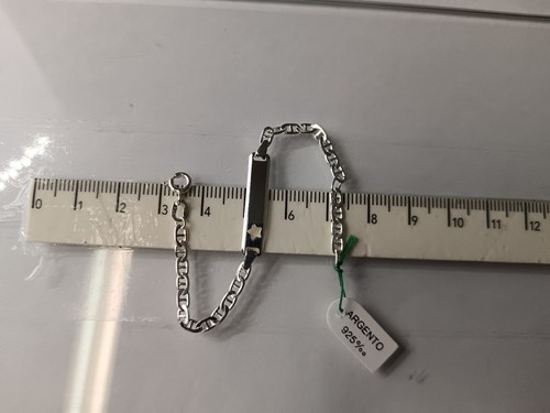 BRACCIALE DA BAMBINO UNISEX A MAGLIA GRUMETTA CON TARGA IN ARGENTO 925 (0352) - Foto 8 di 8