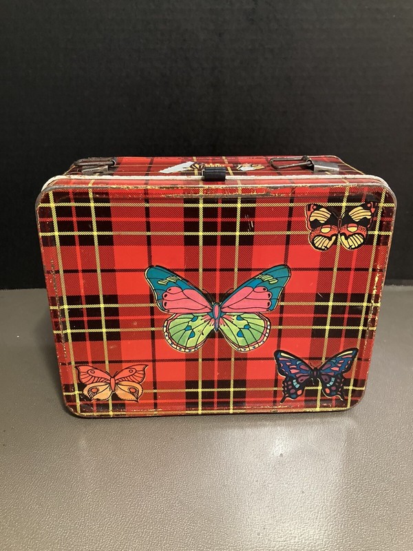 Vintage King Seeley Thermos Co. (1973) Red Plaid Metal Lunchbox-NO Thermos
