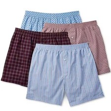 Stafford 4-Pack Men's 100 Cotton Woven Boxers Red Onion Assorted