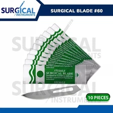 10 Sterile Scalpel Blades #60 Autopsy Post Mortem Surgical Dental ENT Hi-Quality