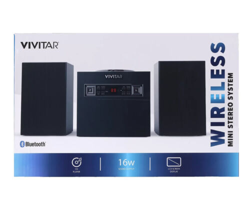 Vivitar Compact Mini Bluetooth CD Shelf System USB LCD Wireless - Afbeelding 1 van 2