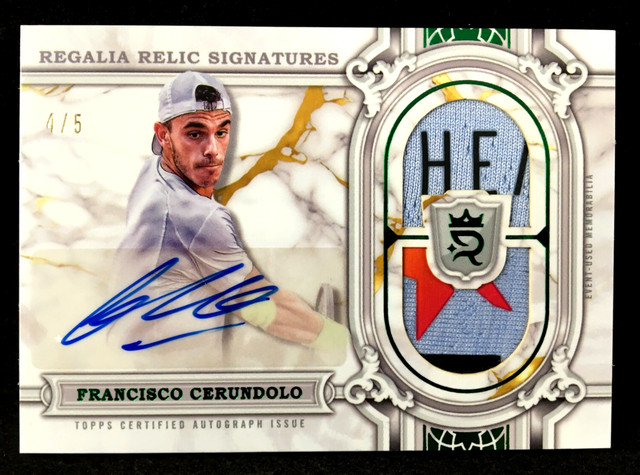 Francisco Cerundolo 2024 Topps Royalty Tennis  REGALIA RELIC SIGNATURES Green /5