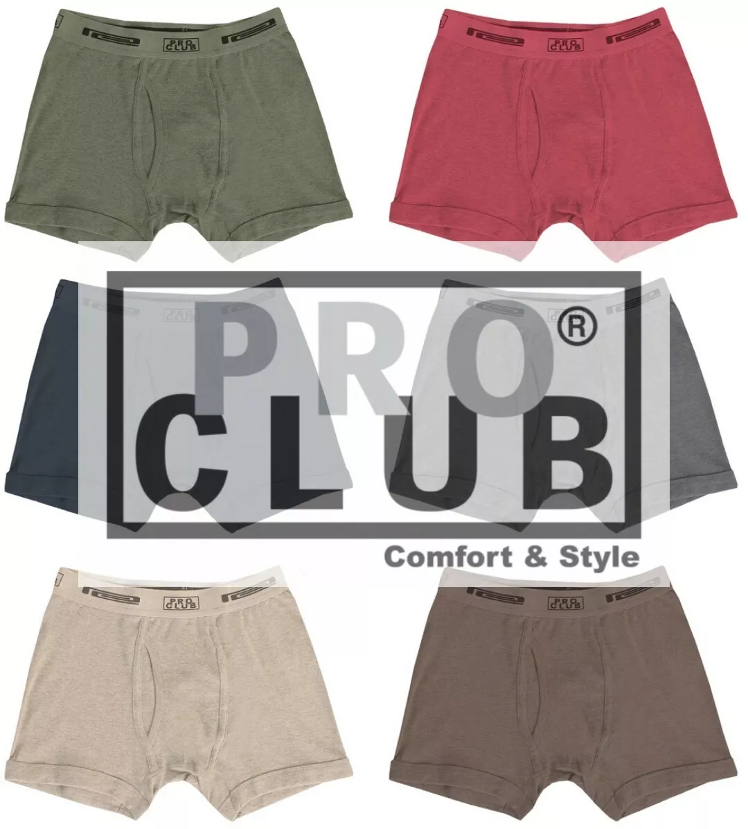 2 Pack PRO CLUB Mens Comfort Boxer Brief Underwear S to 3XL