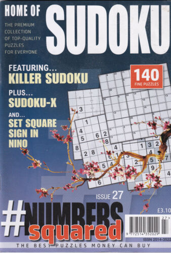 HOME OF SUDOKU PUZZLE BOOK MAGAZINE BACK ISSUE # 27 ,140 SQUARED NUMBER PUZZLES - Photo 1/3