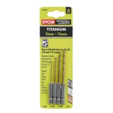 RYOBI SpeedLoad+ Titanium Pilot Drill Bit Set Hex Shank High Speed Steel 4 Piece