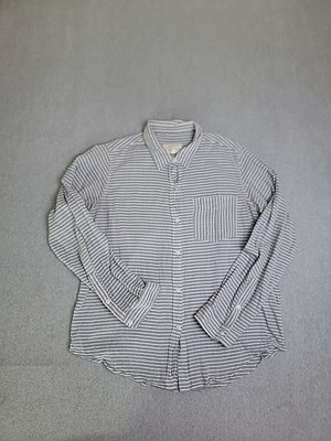 Current Elliot Shirt Womens 3 10 Button Boyfriend Blue Striped Lightweight Beach