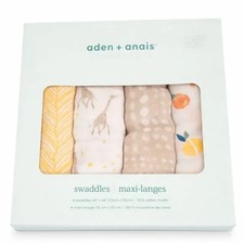 Aden  Anais Essentials 4 Pack Starry Star Muslin Swaddles Blankets Lg 44 x 44
