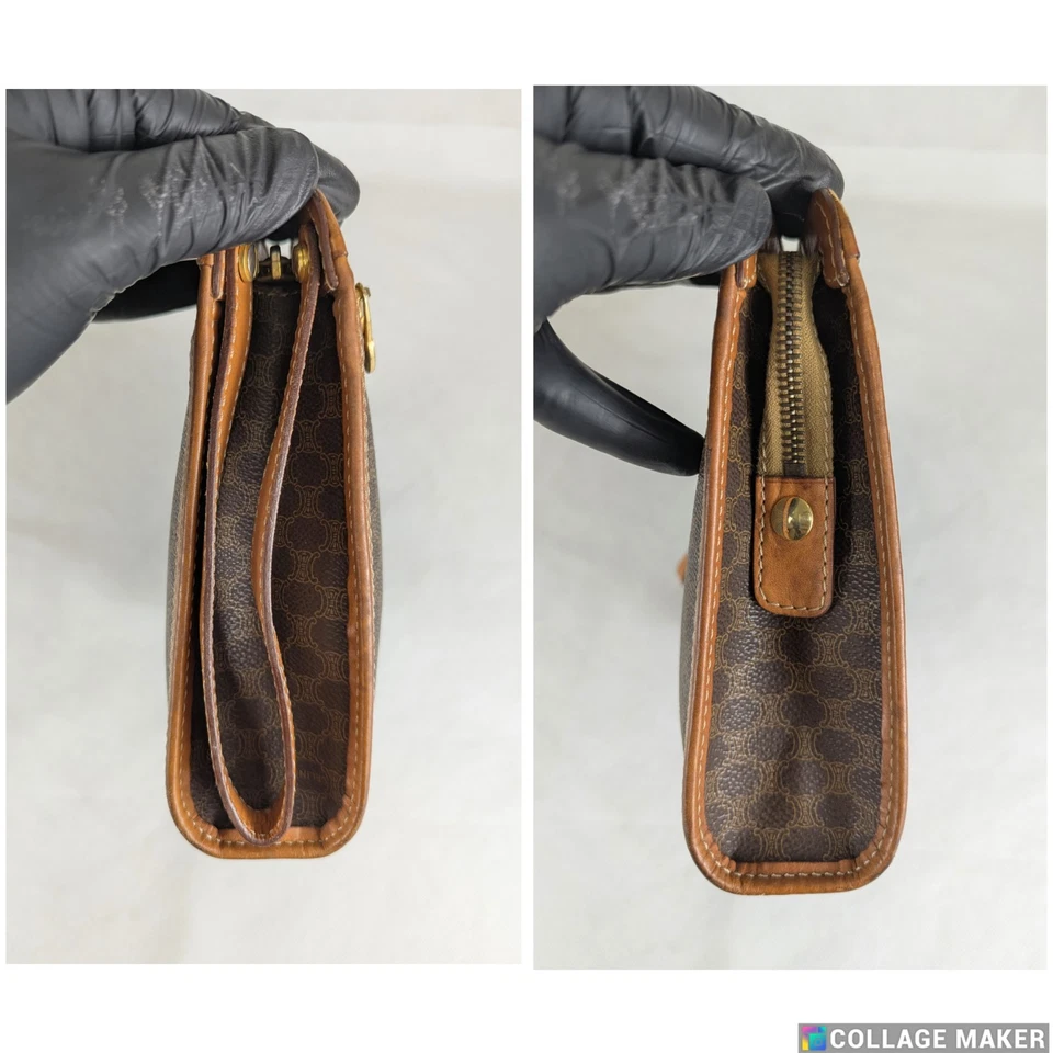 Celine Macadam винтажный клатч коричневый бежевый мешок сделано в Италии - Изображение 4 из 4