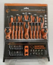 New Sealed Torelli Screwdriver Set 39 Piece w/Storage Rack & Magnet/Demagnet