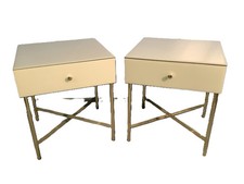 2 x John Lewis Glass Covered / Metal Bedside Tables F26110 A