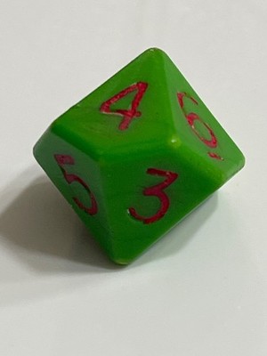 Vintage Mentzer d10 green rpg ad&d dice 120823@