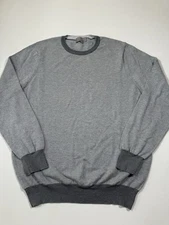 Canali Sweater Mens Large Size 56 Gray Birdseye 100% Cotton Knit Pullover Italy