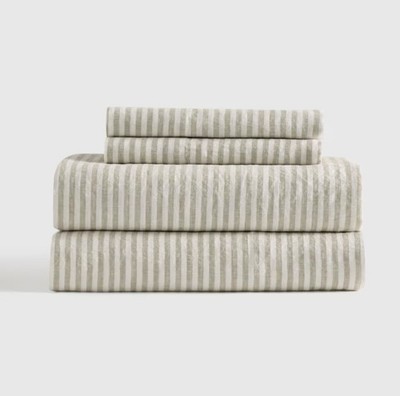 NWOT Quince Queen Linen Sheet Set 4pc Willowleaf Stripe