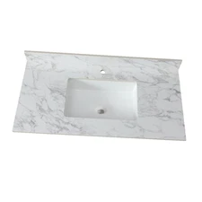 Stylish 43"x22" Vanity Top with Stain-Resistant Engineered Stone, Ceramic Sink,