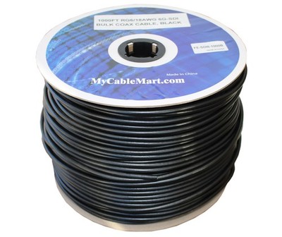 1000ft RG6/18AWG 6G-SDI (4K) Bulk Coax HD Video Cable  6Ghz  Black